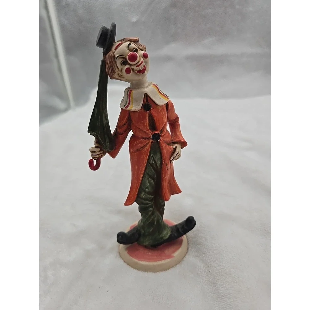 Vintage Fontanini Clown Figure w/ Umbrella Made in‎ Italy Hobo